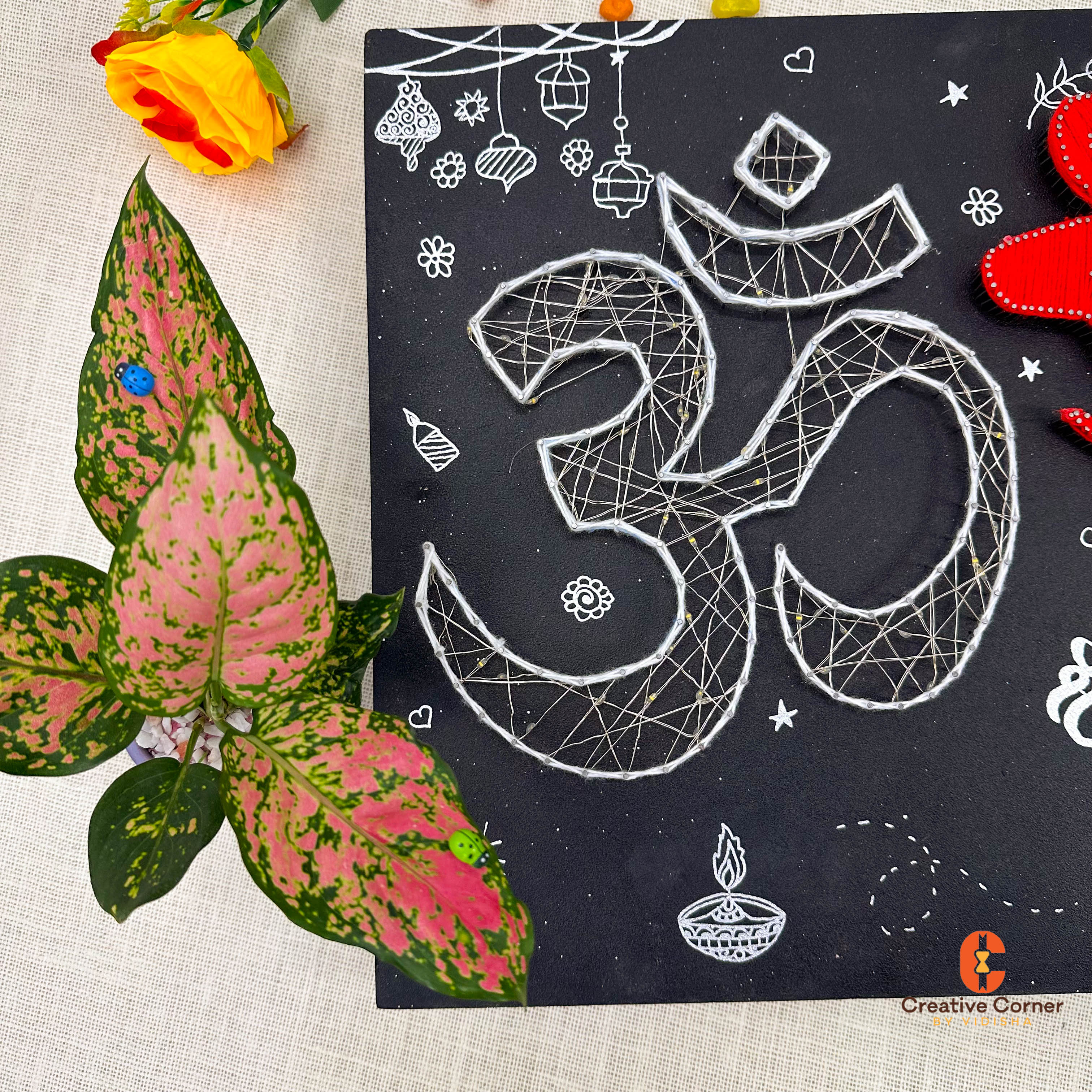 Om Shubh Labh with lights : String art Diwali decor