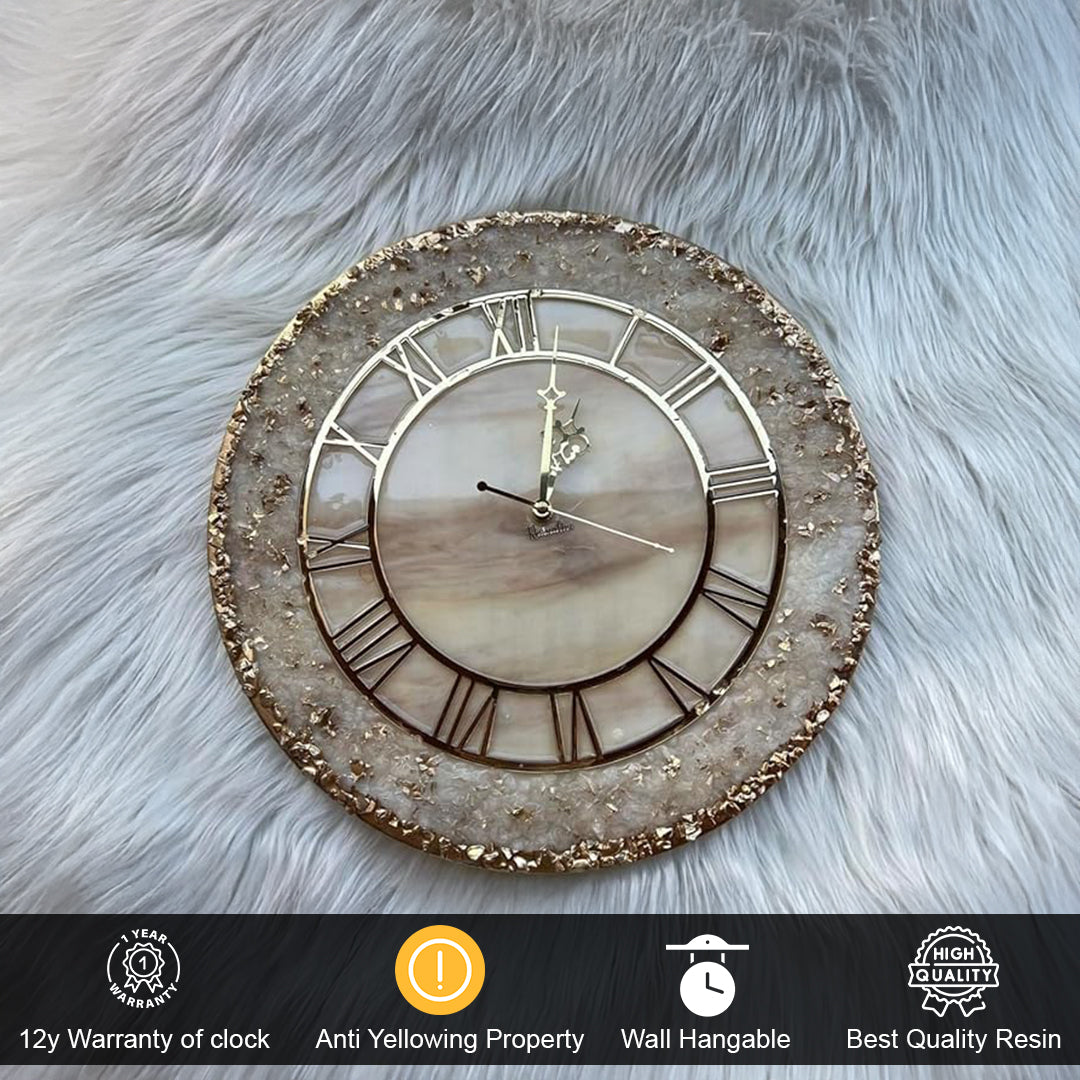 Gold Leaf Resin Clock – A Luxurious Accent for Your Space
