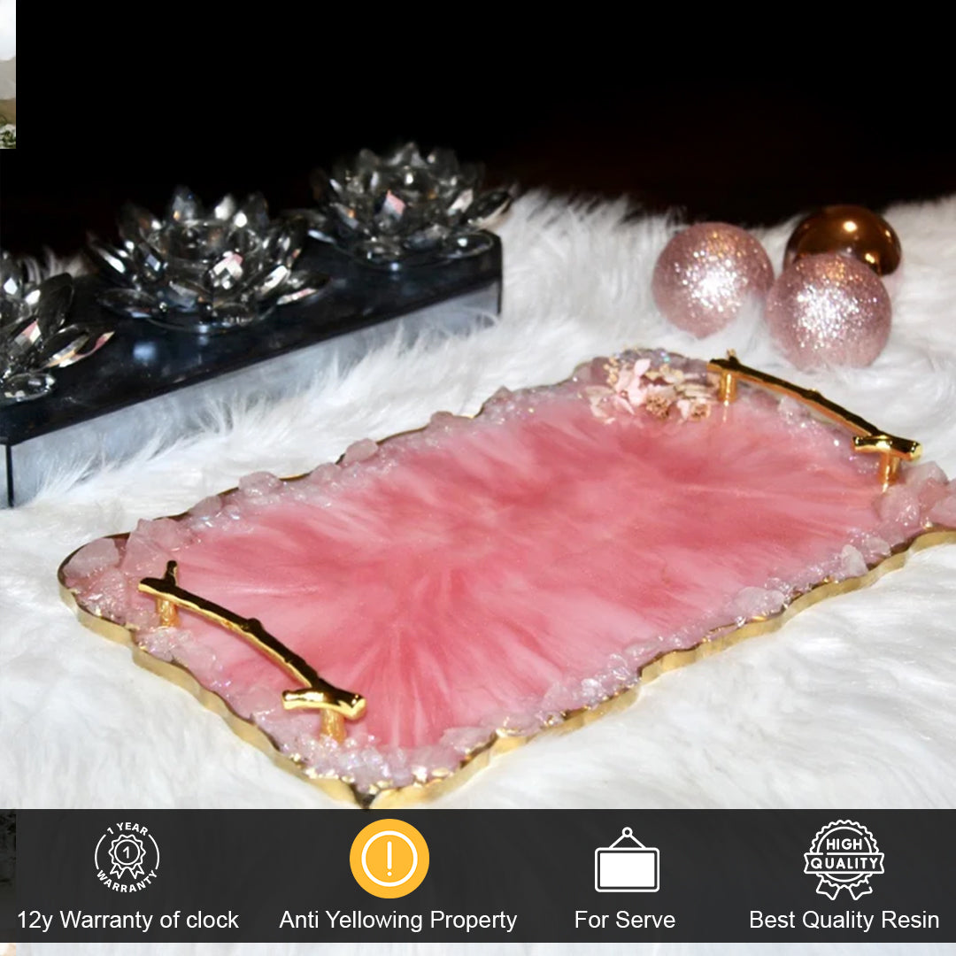 Resin Tray with Rose Quartz Rim