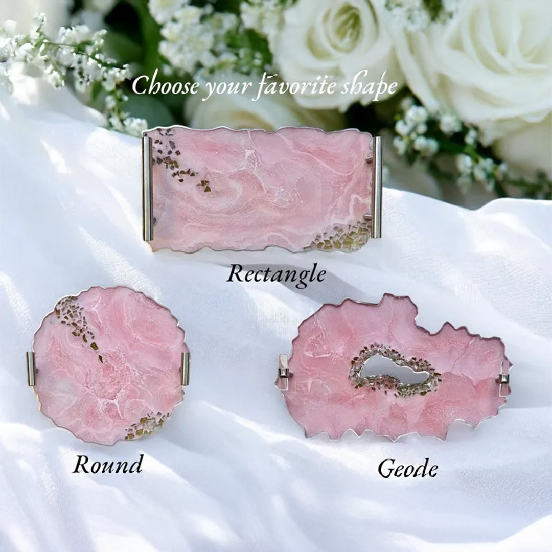Resin Tray with Rose Quartz Rim