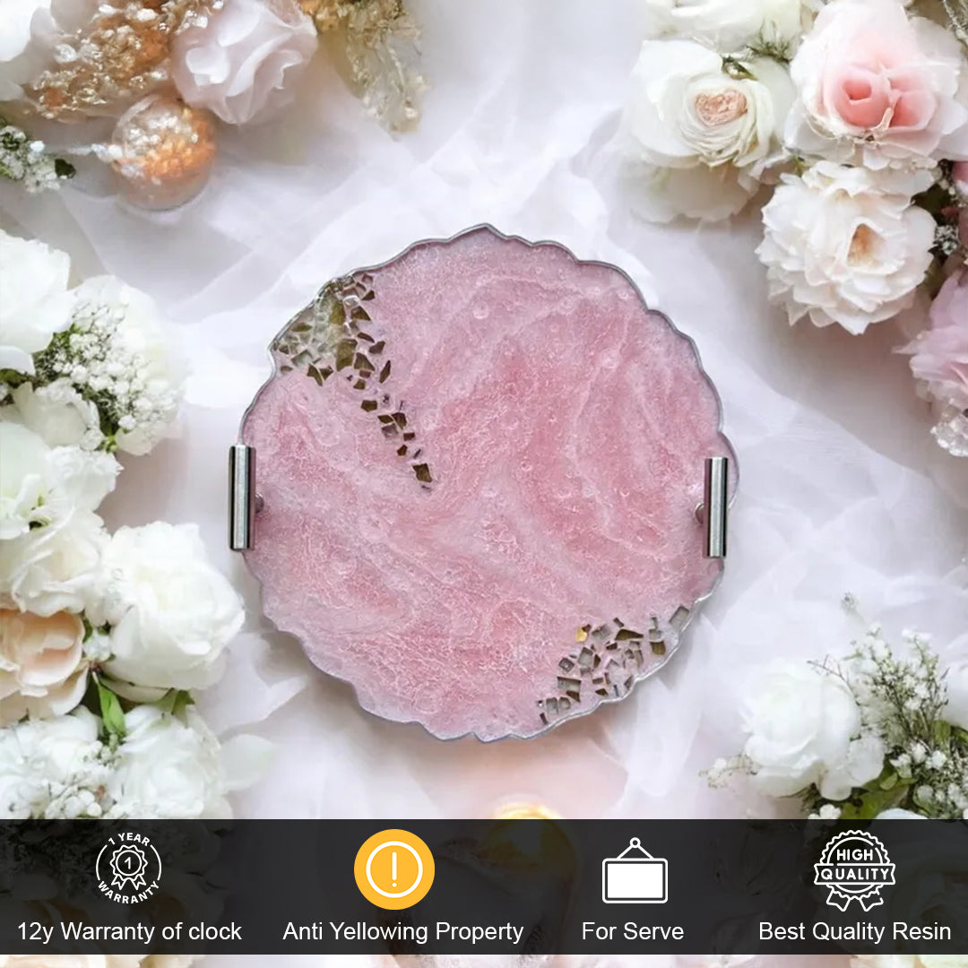 Resin Tray with Rose Quartz Rim
