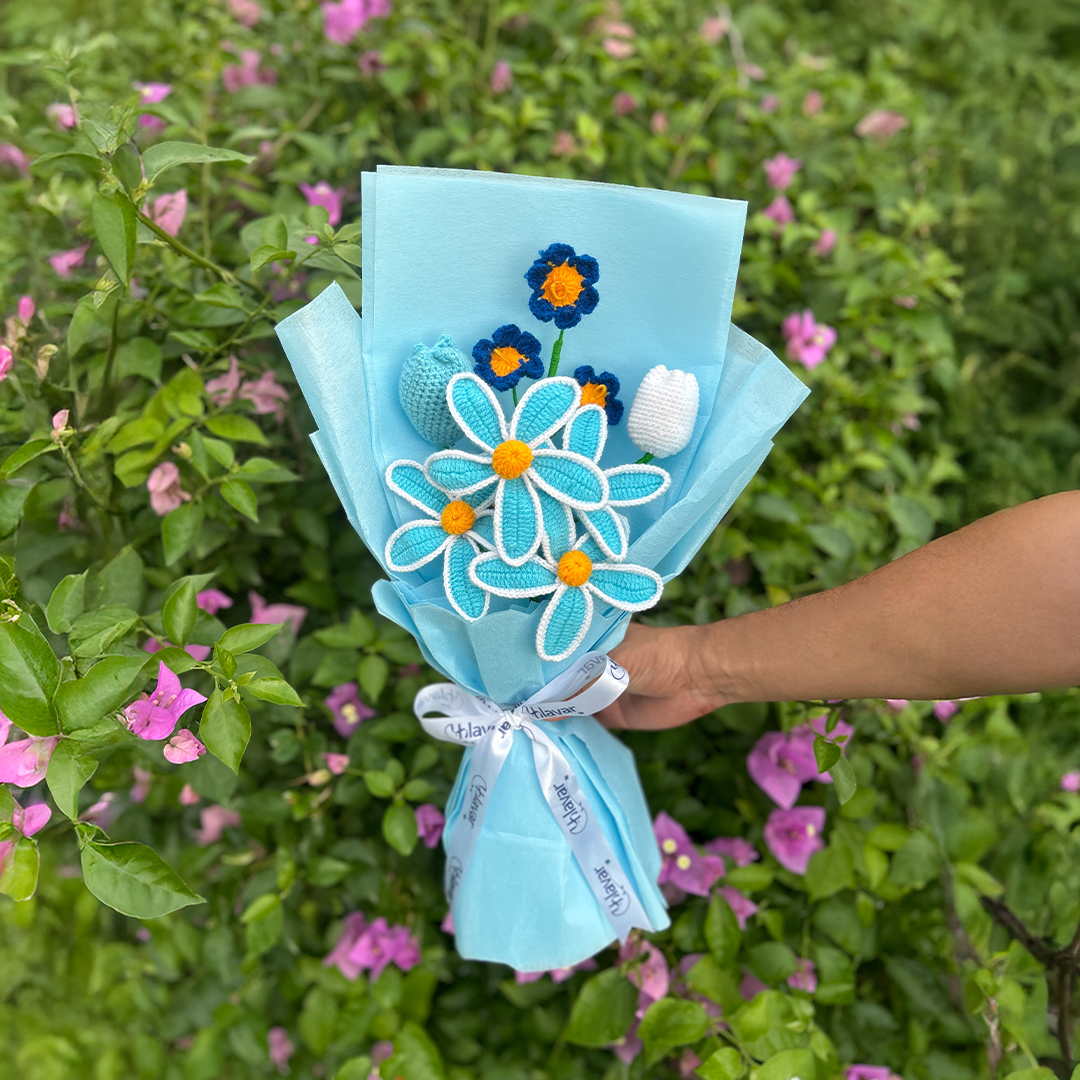 Blue Crochet Lily Bouquet