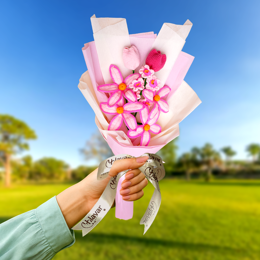 Pink Crochet Lily Bouquet