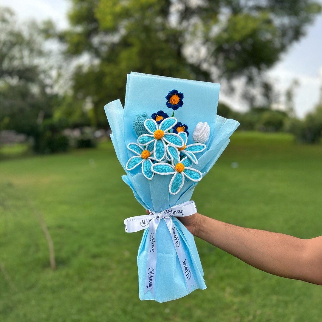 Blue Crochet Lily Bouquet