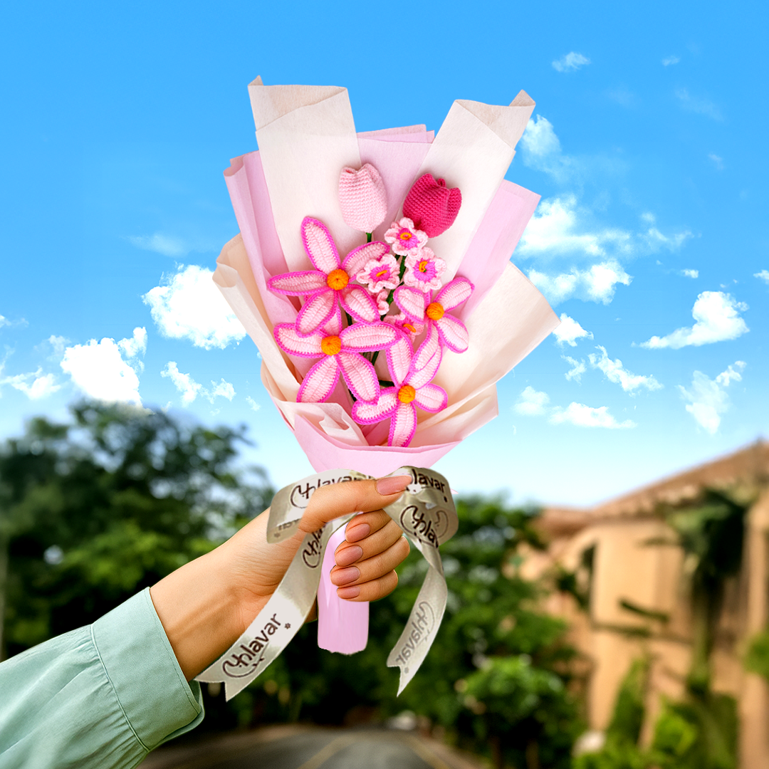 Pink Crochet Lily Bouquet