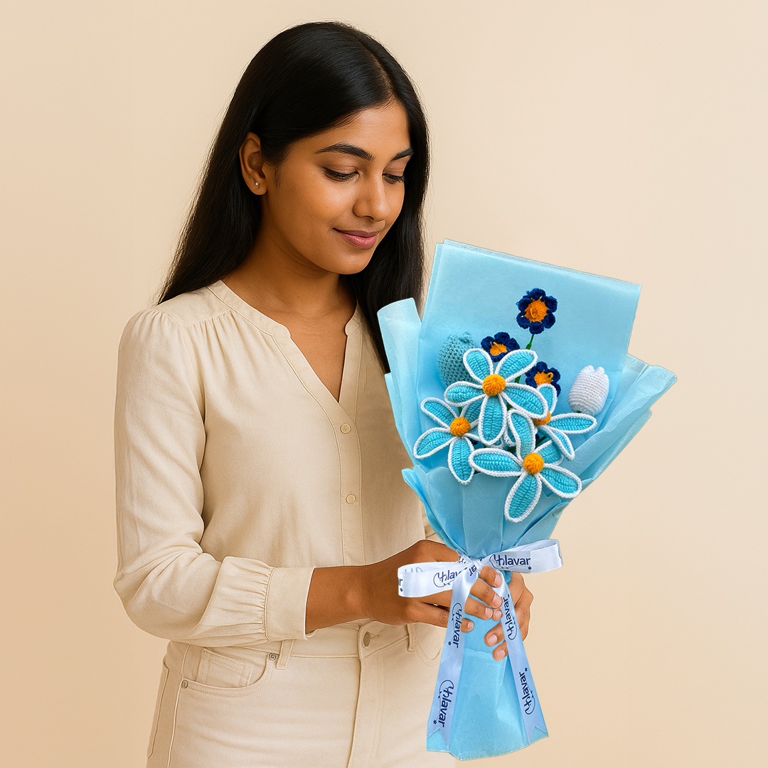 Blue Crochet Lily Bouquet