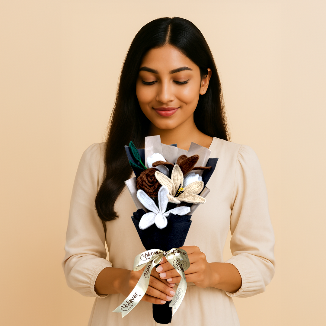 Choco Cream – Crochet Flower Bouquet