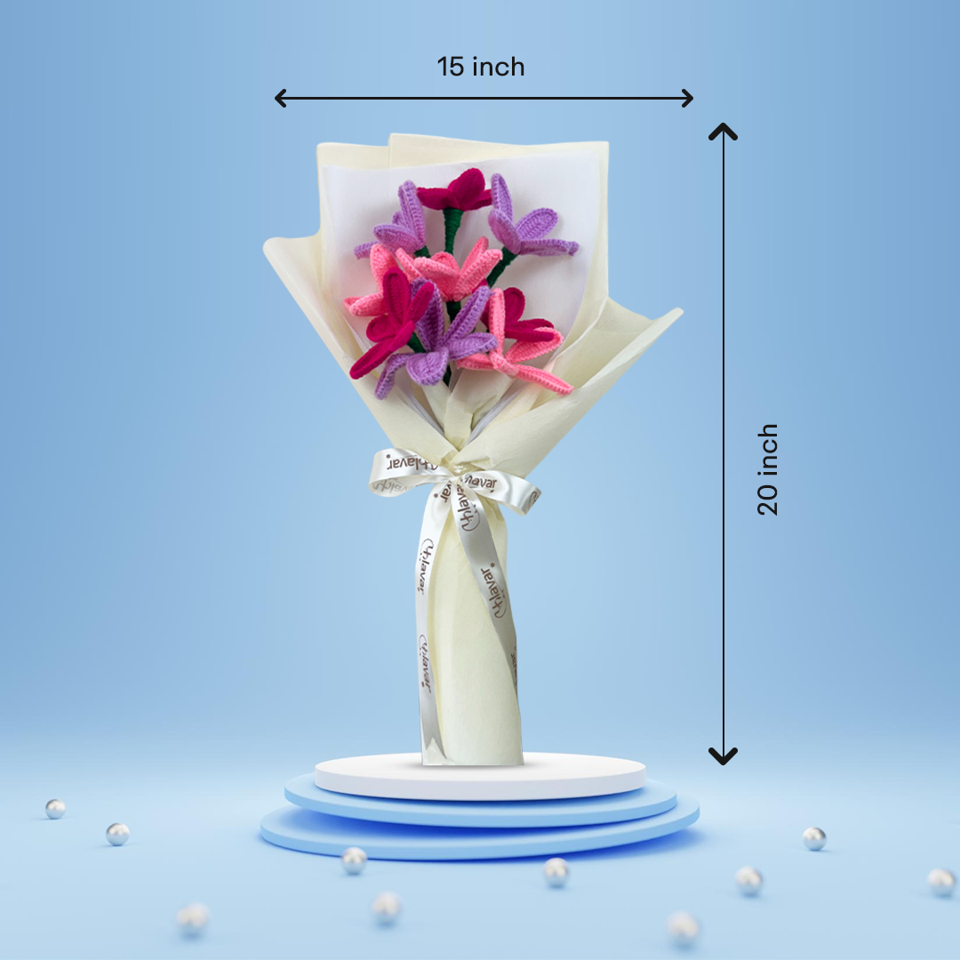 Blushing Lilies – Handmade Crochet Bouquet