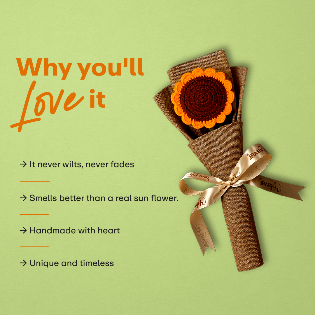 Single Sunflower Crochet Bouquet