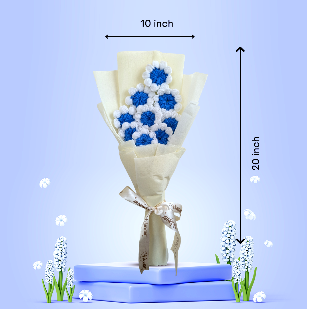 Blue Bliss Crochet Bouquet
