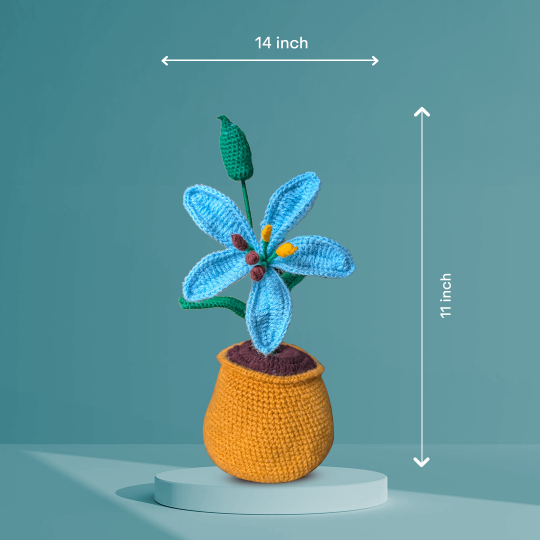 Tabletop Blue Lily – Handmade Crochet Decor