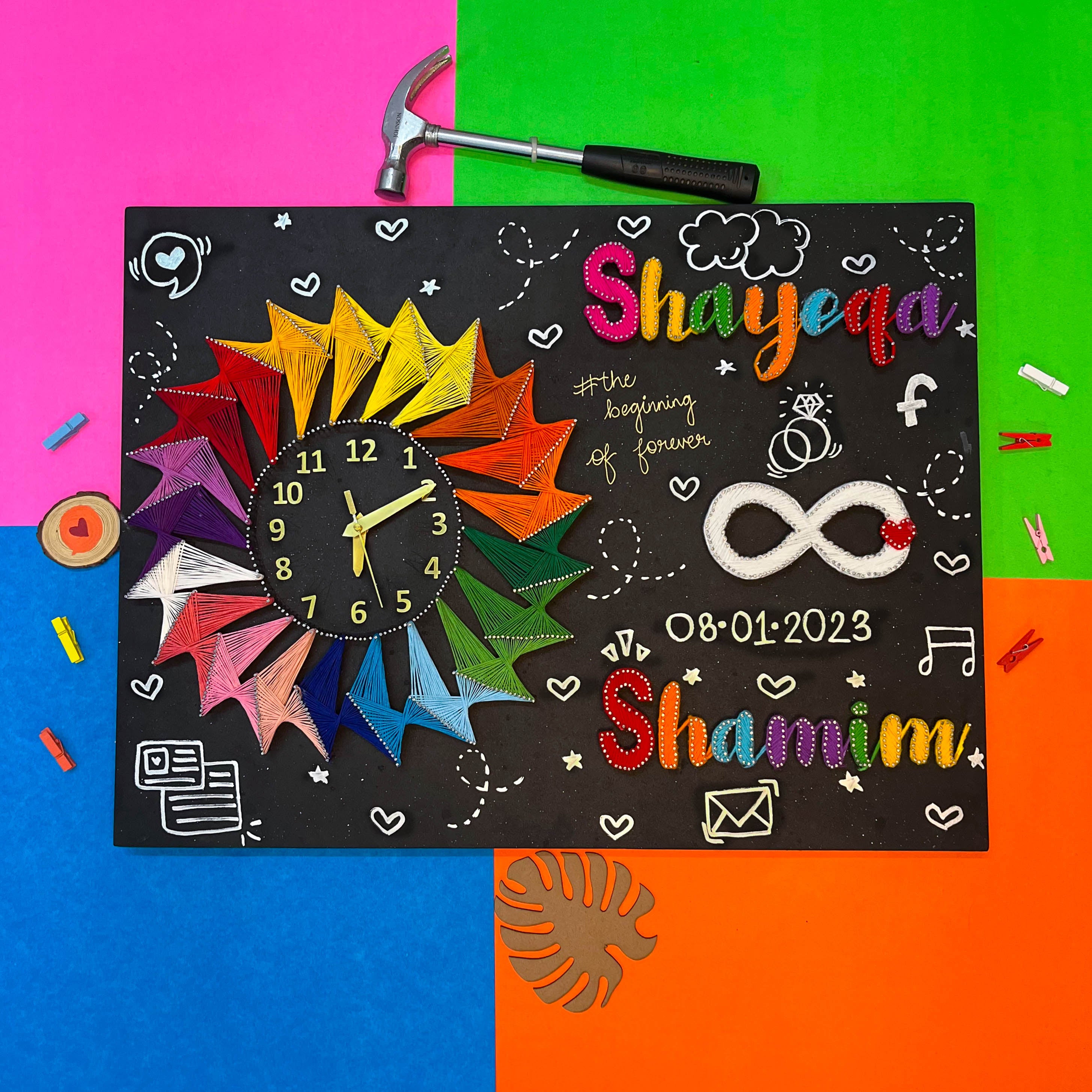 Beautiful Clock String Art With Names