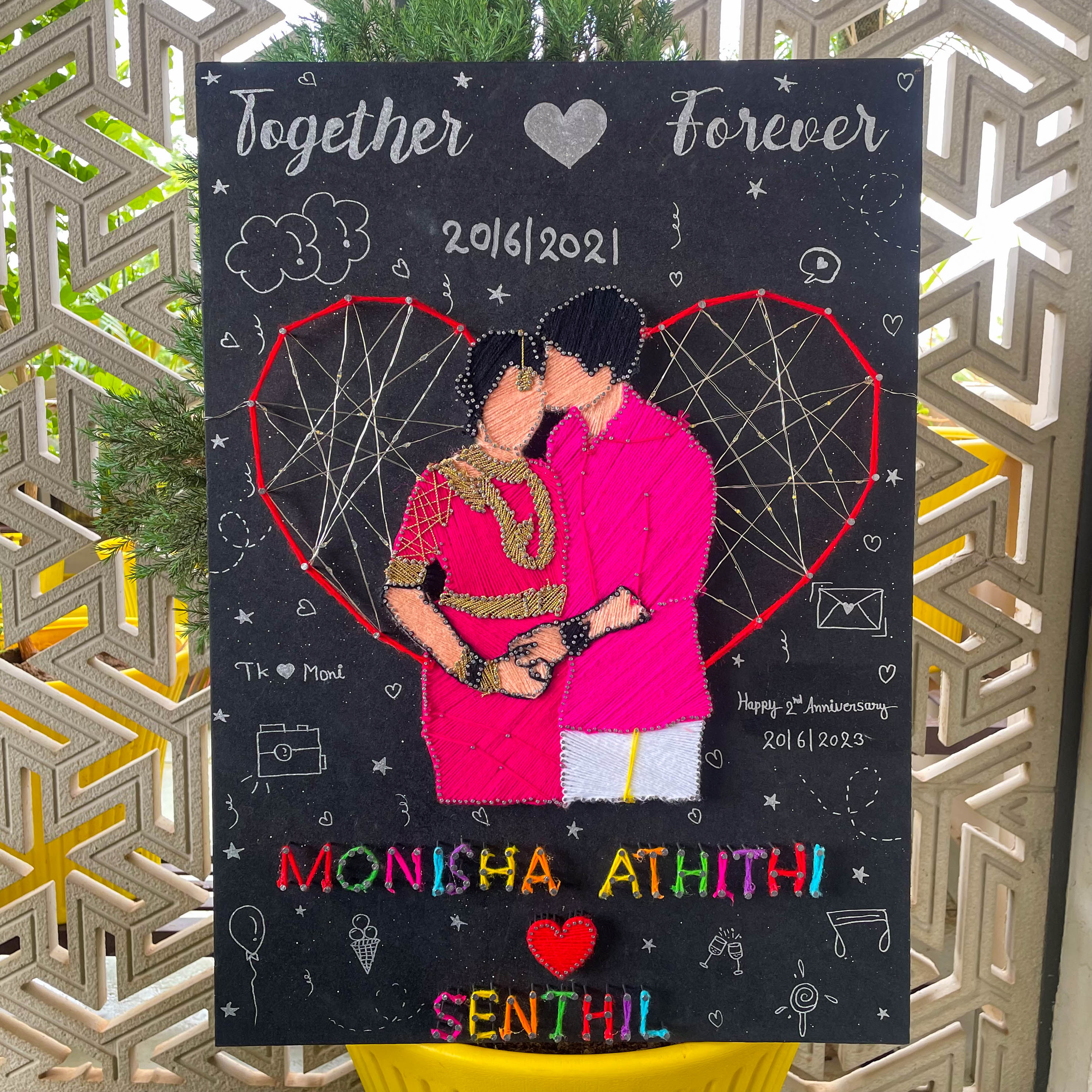 Beautiful Couple Portrait in String Art