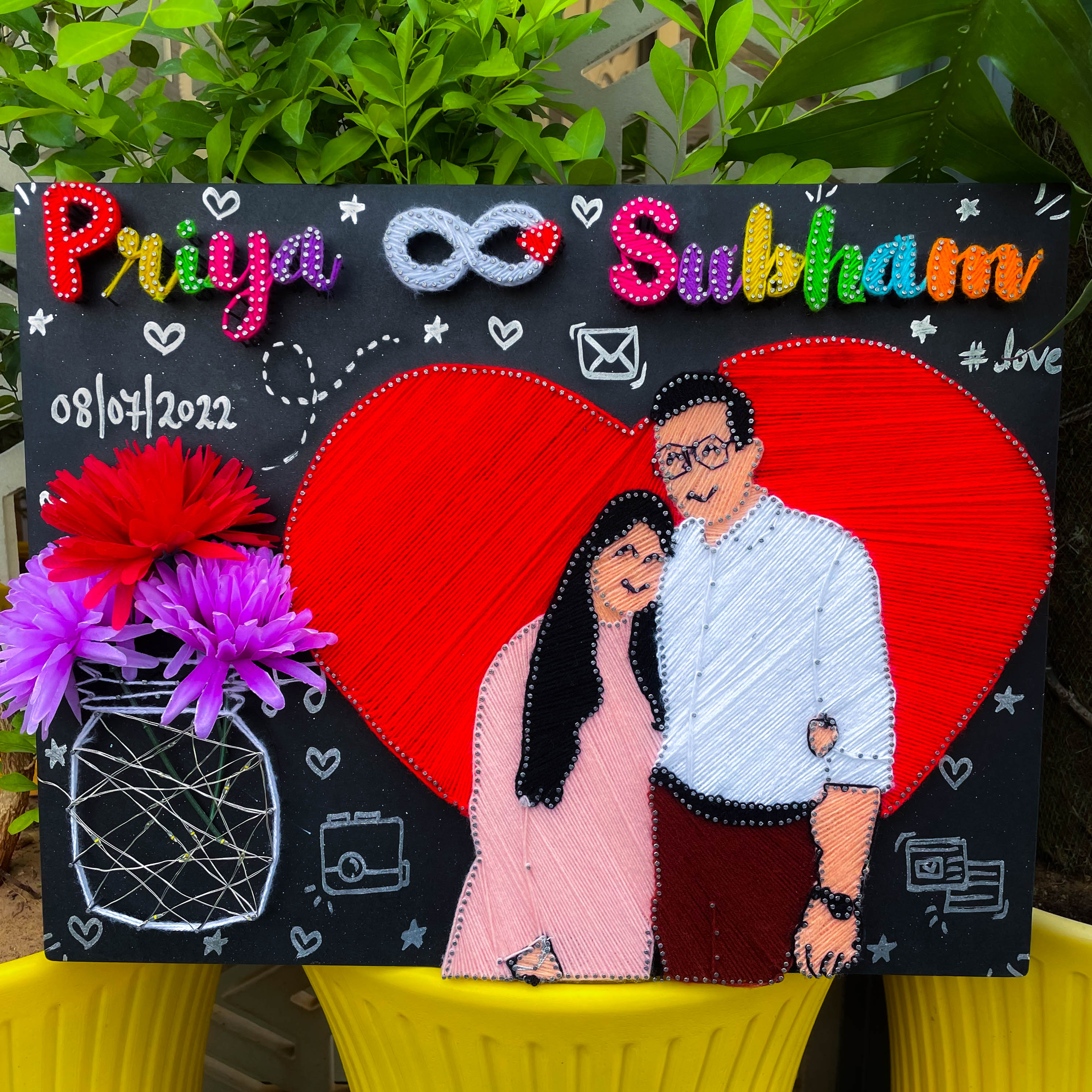 beautiful couple caricature share feelings of love