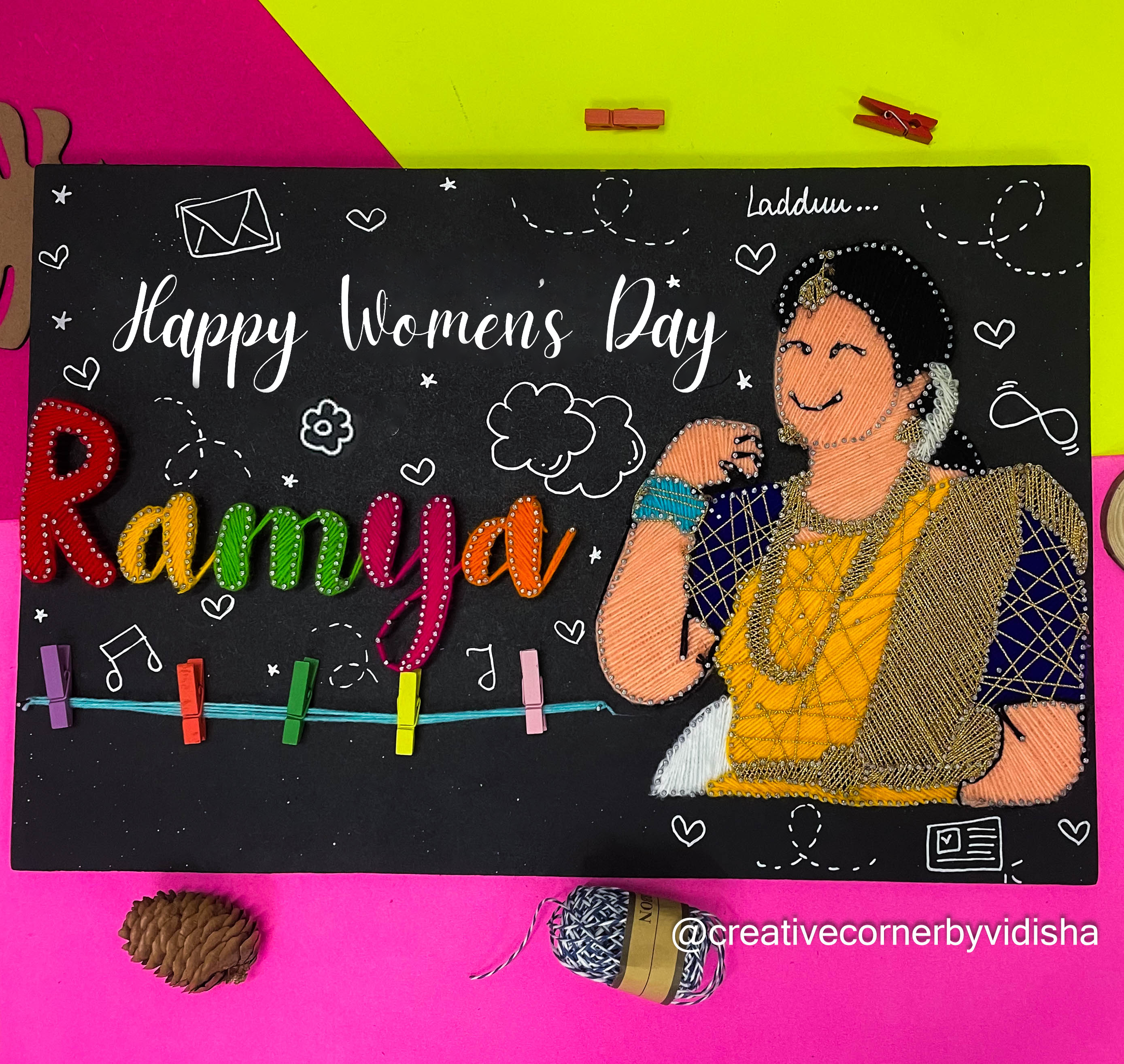 String art portrait for women's day