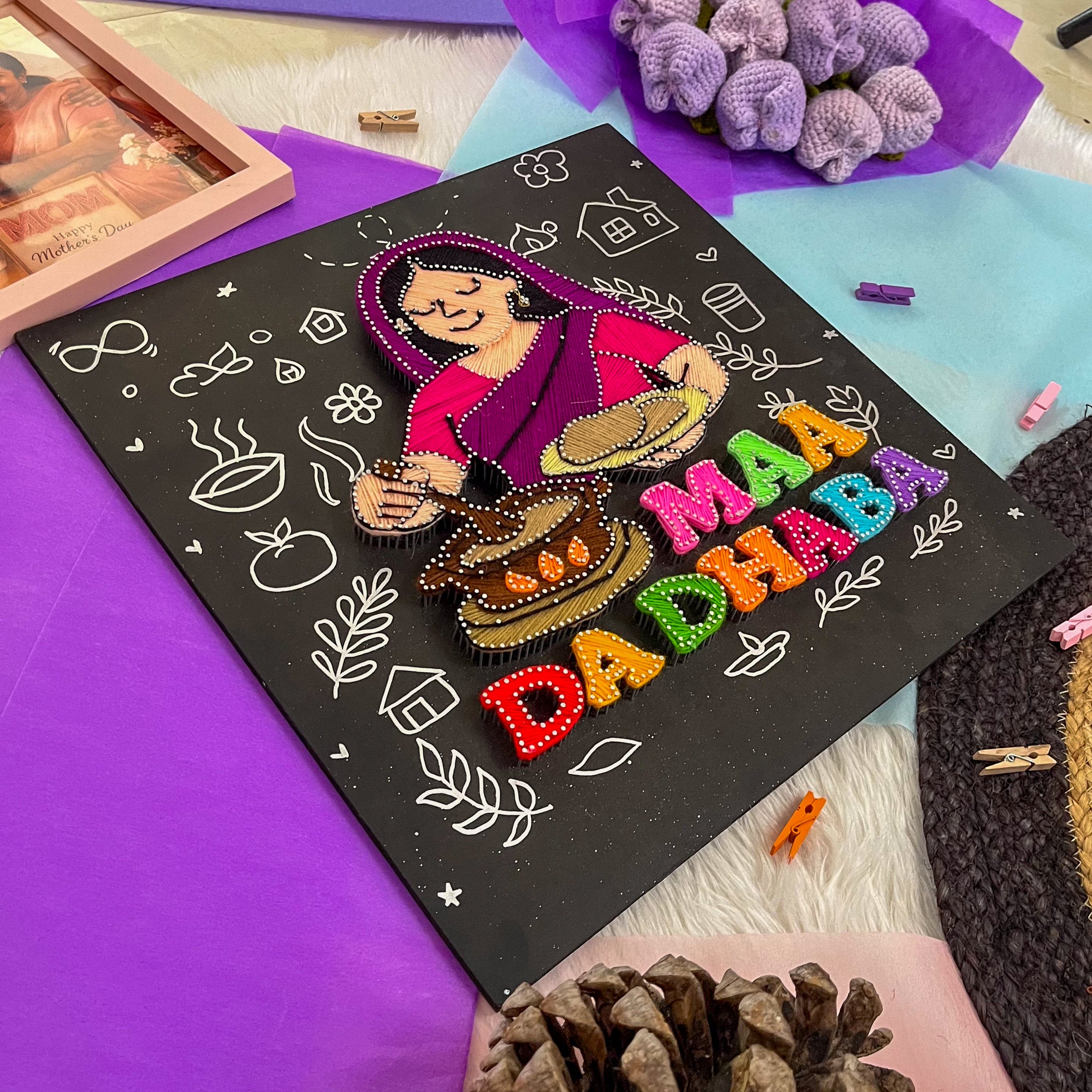 Maa Da Dhaba String Art – Mother’s Day Gift for Moms Who Cook with Love