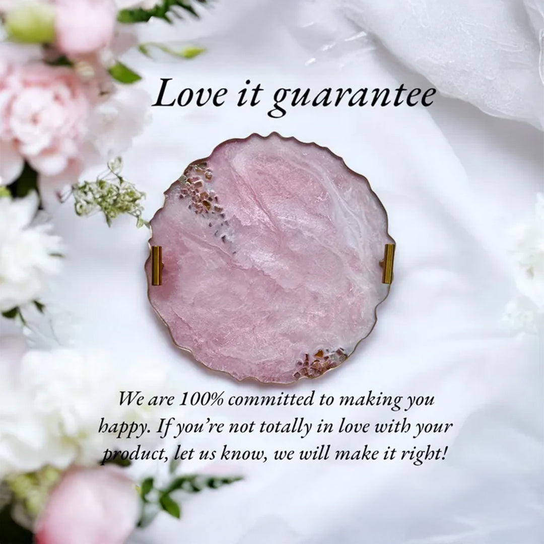 Resin Tray with Rose Quartz Rim