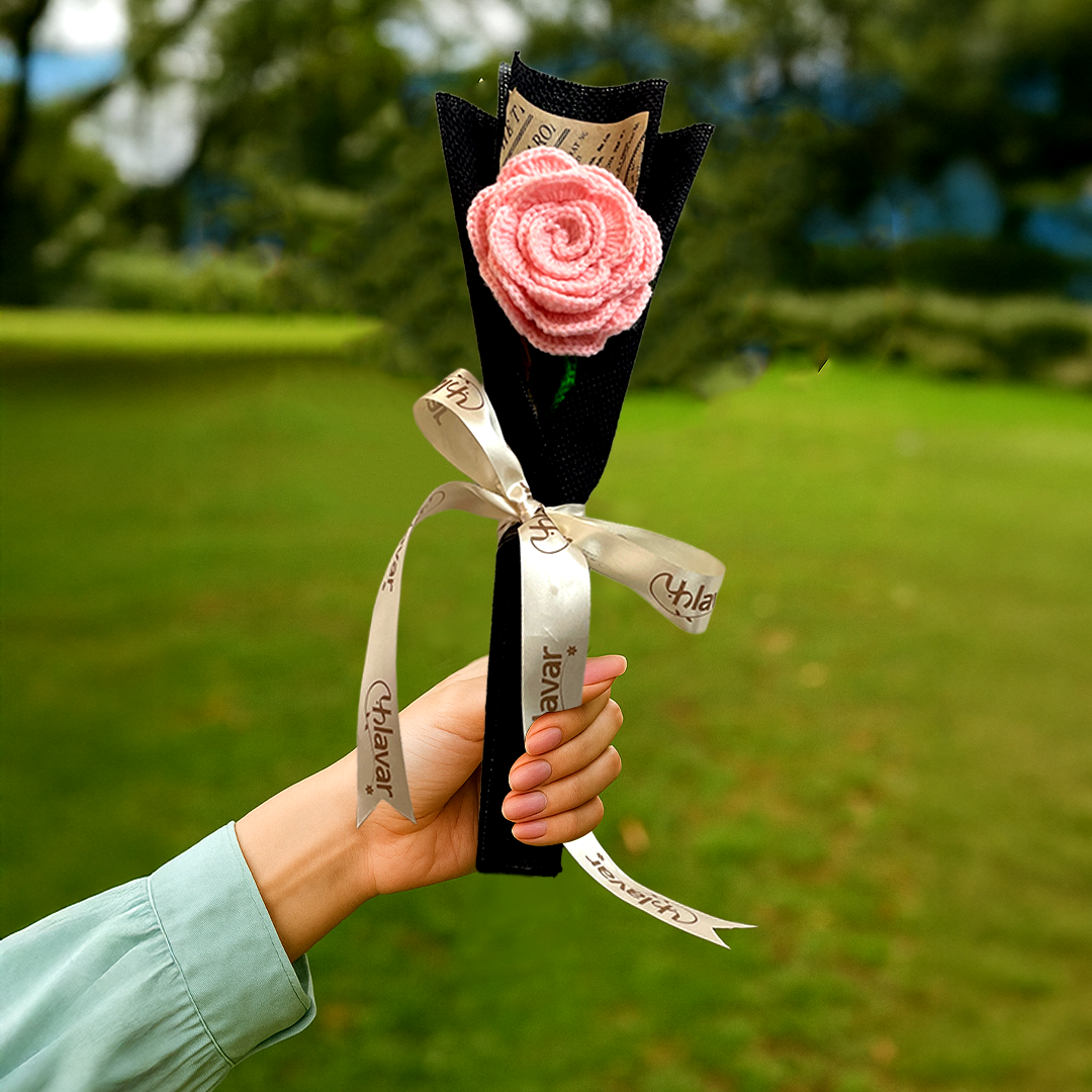 Single Crochet Pink Rose Bouquet