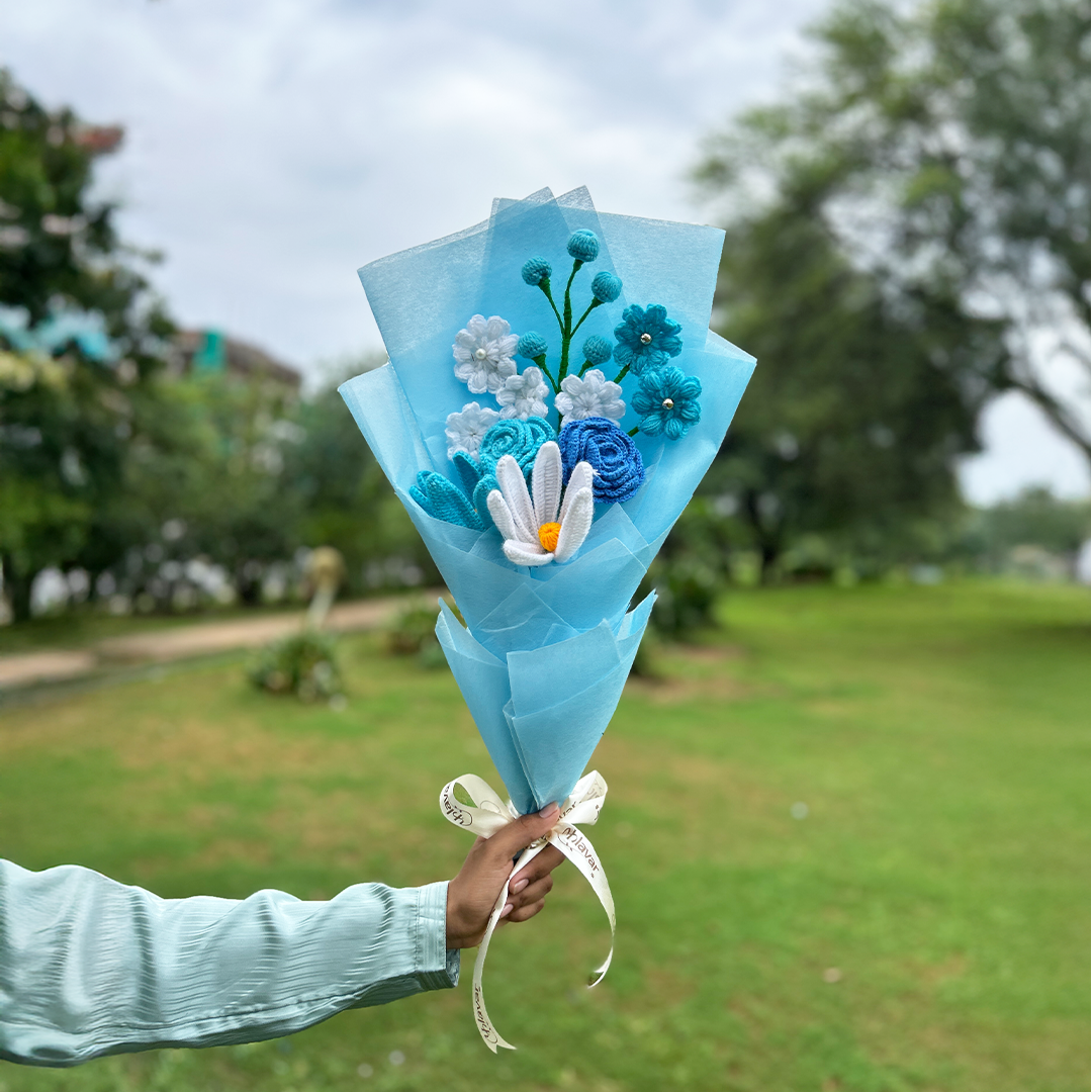 Blue Lily Crochet Bouquet