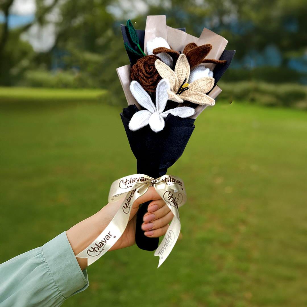 Choco Cream – Crochet Flower Bouquet