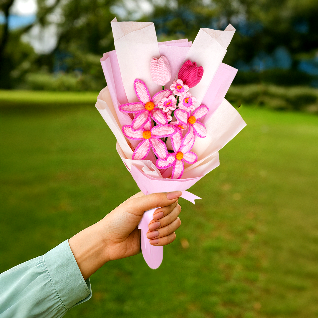 Pink Crochet Lily Bouquet