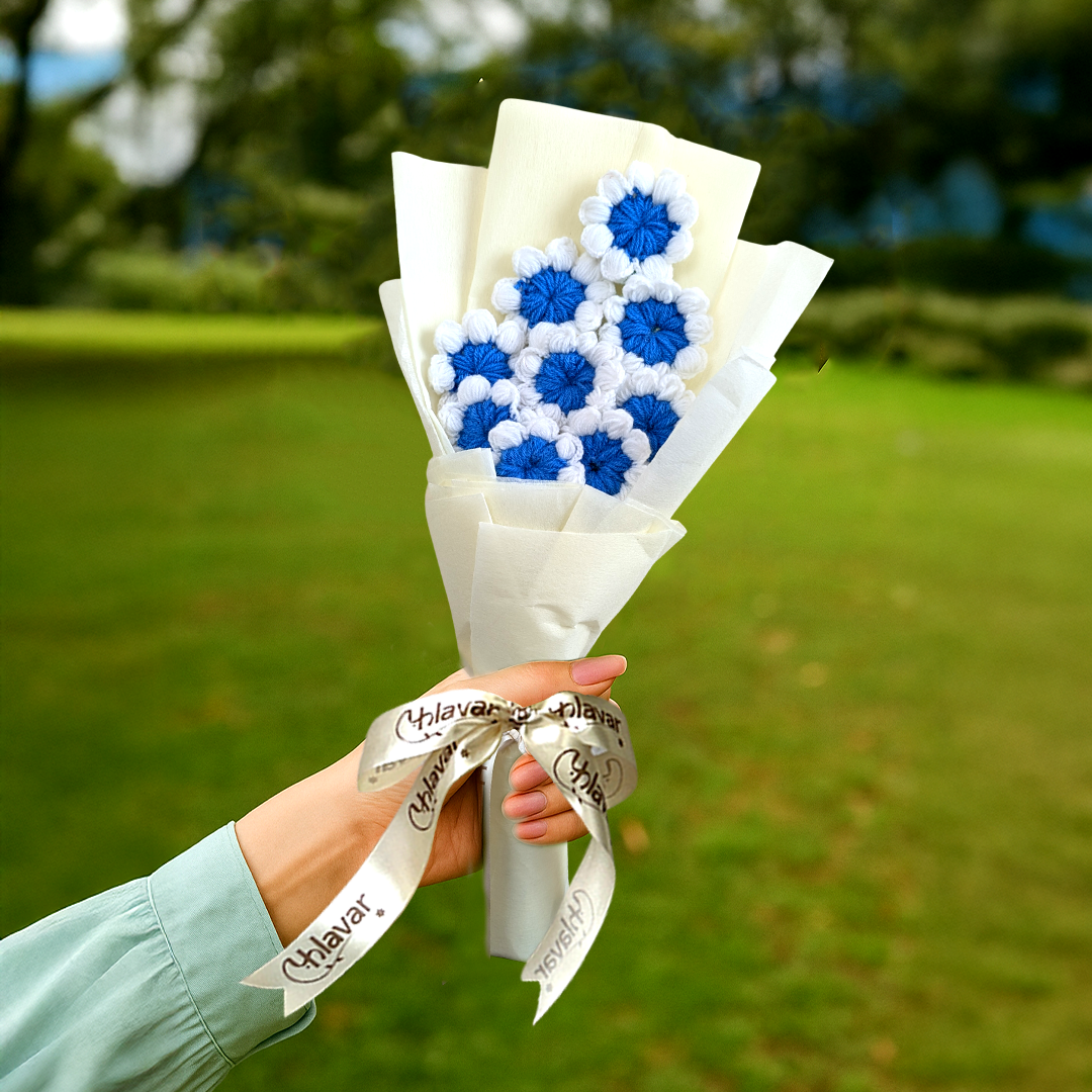 Blue Bliss Crochet Bouquet