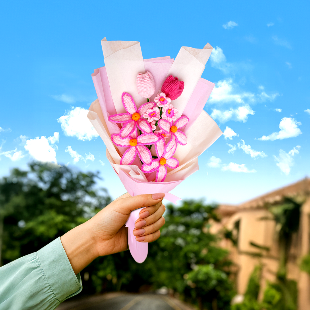 Pink Crochet Lily Bouquet