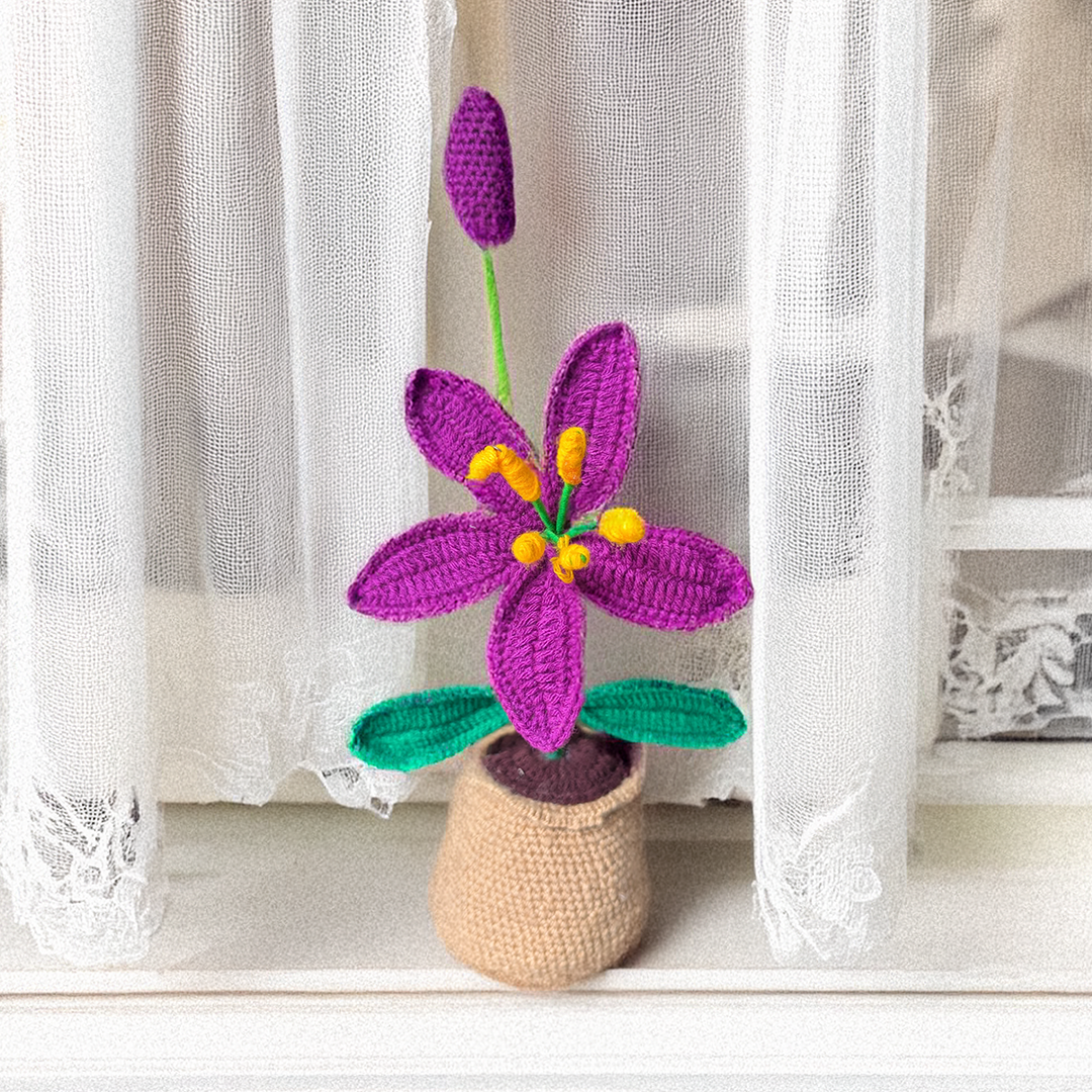 Tabletop Purple Lily – Handmade Crochet Decor