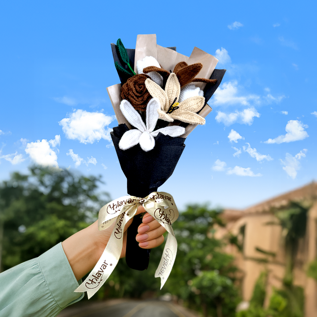 Choco Cream – Crochet Flower Bouquet