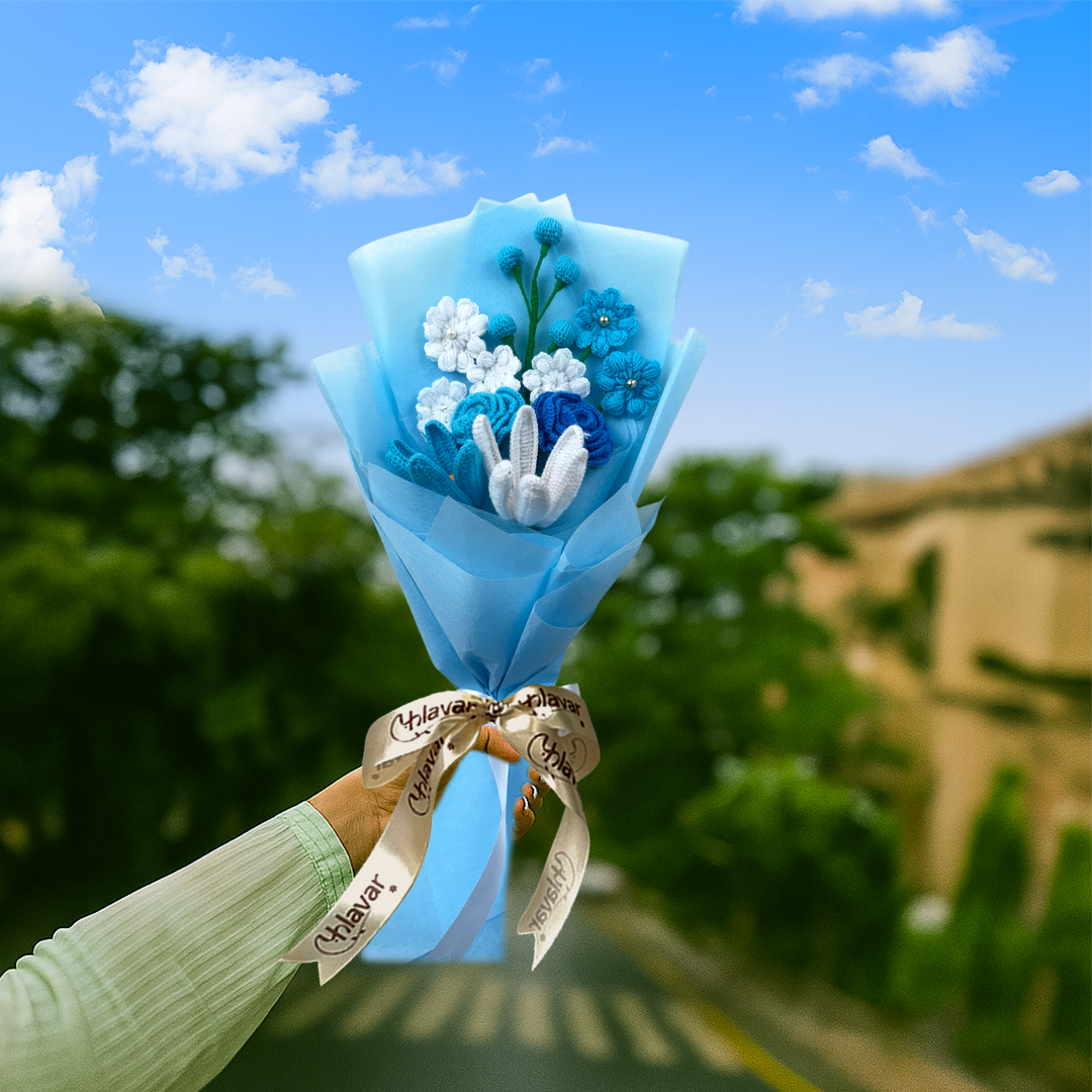 Blue Lily Crochet Bouquet