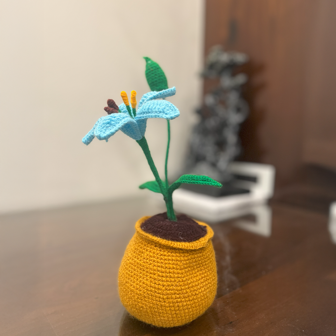 Tabletop  Blue Lily – Handmade Crochet Decor