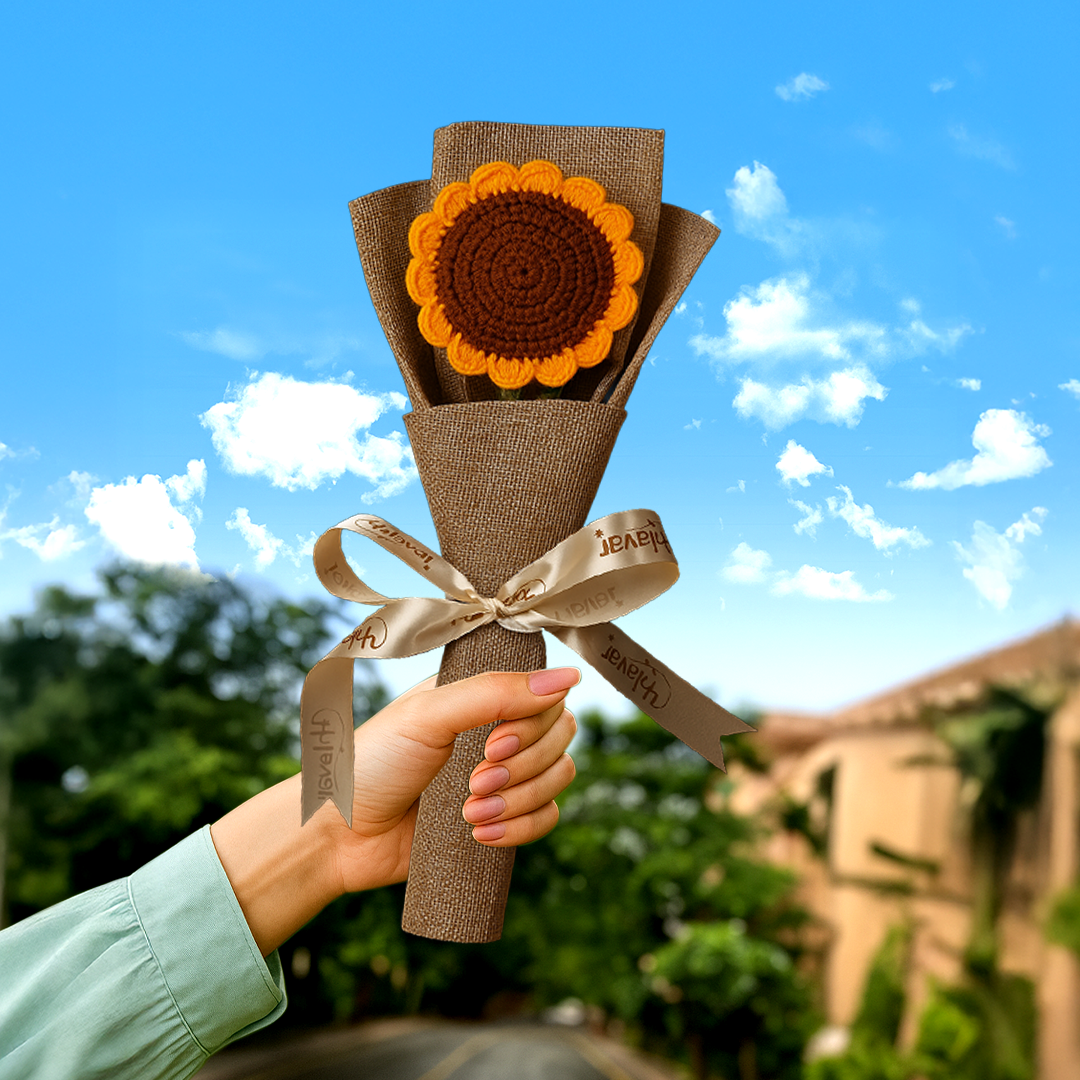 Single Sunflower Crochet Bouquet