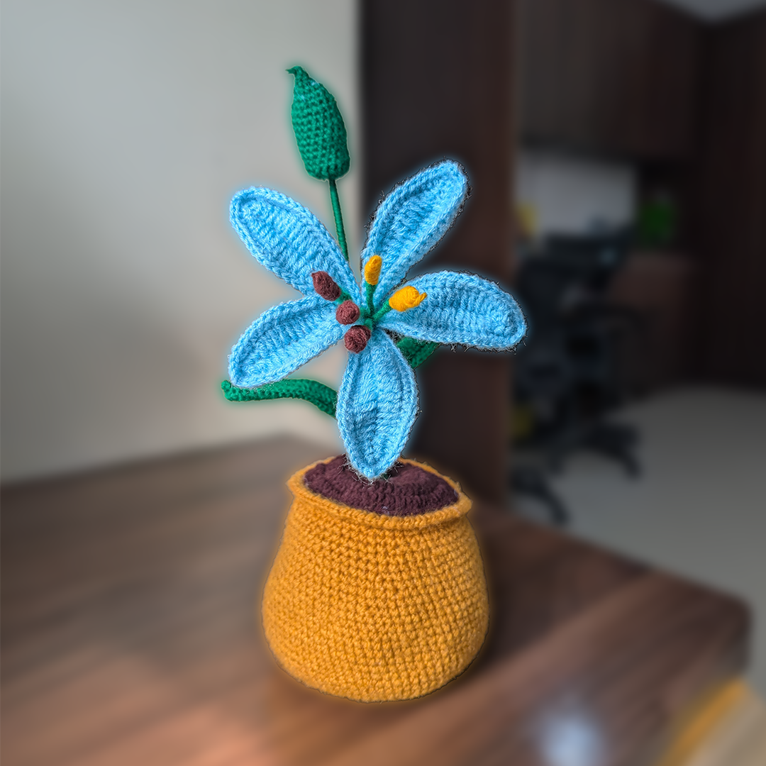 Tabletop  Blue Lily – Handmade Crochet Decor