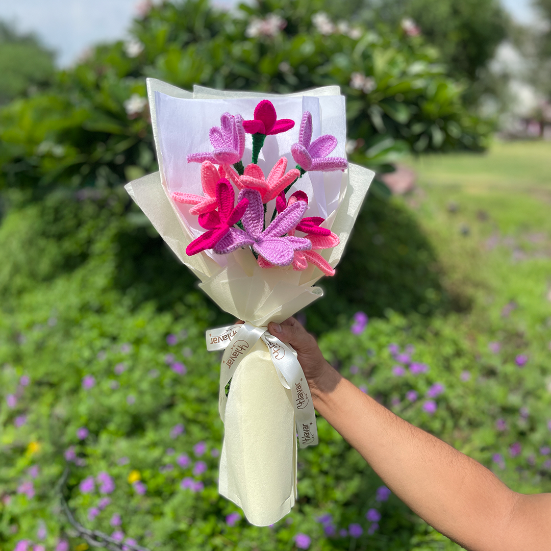 Blushing Lilies –  Handmade Crochet Bouquet