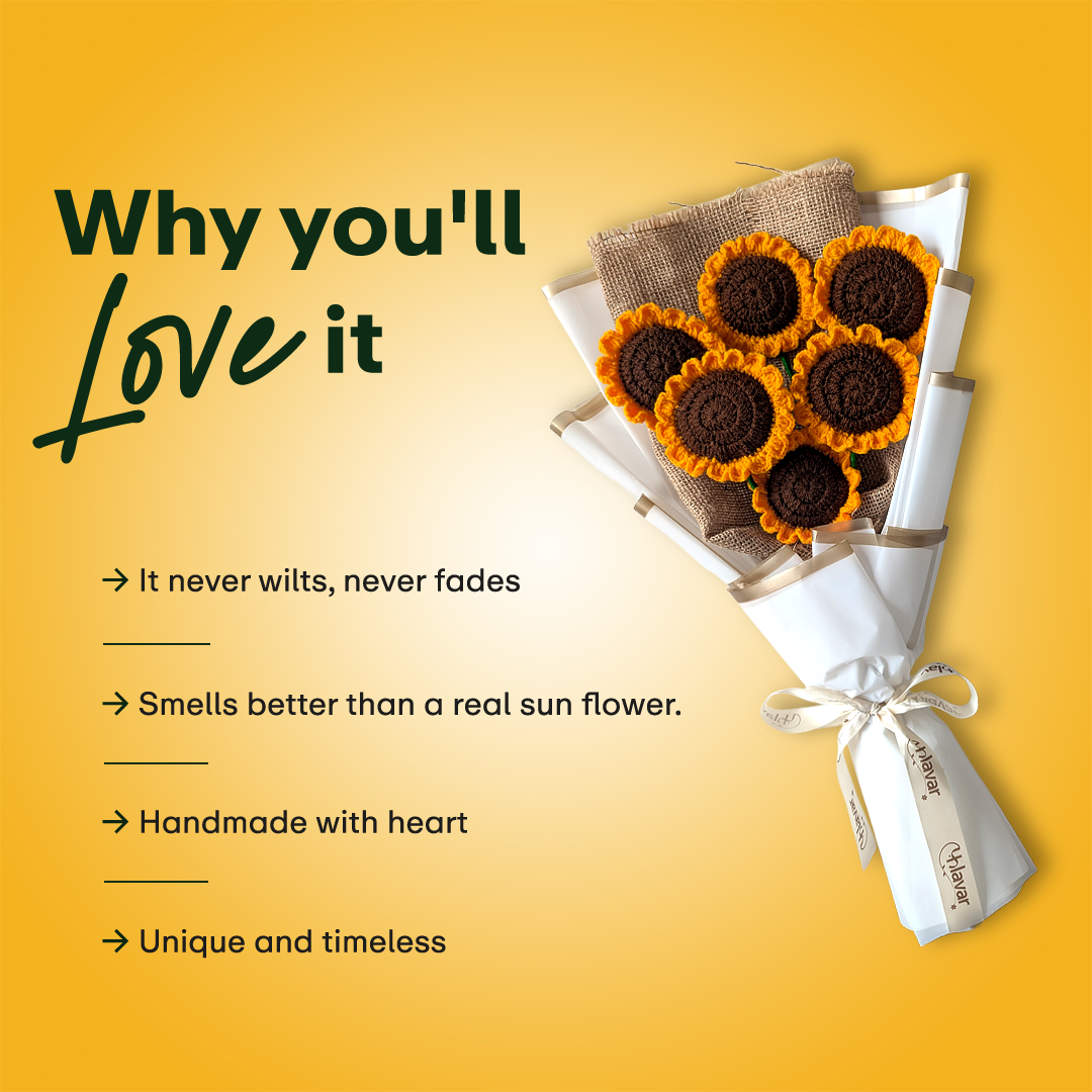 Sunflower Crochet Bouquet (Set Of 6)