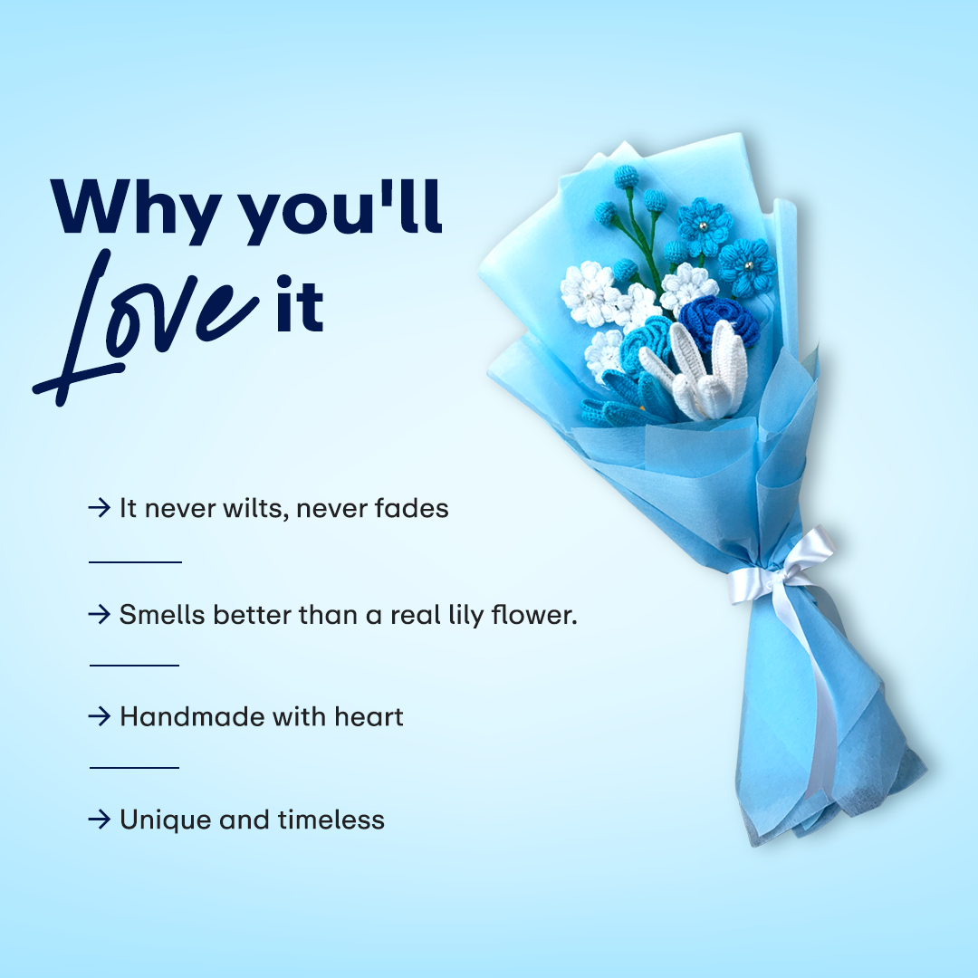 Blue Lily Crochet Bouquet