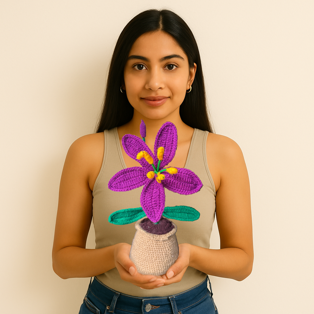 Tabletop Purple Lily – Handmade Crochet Decor
