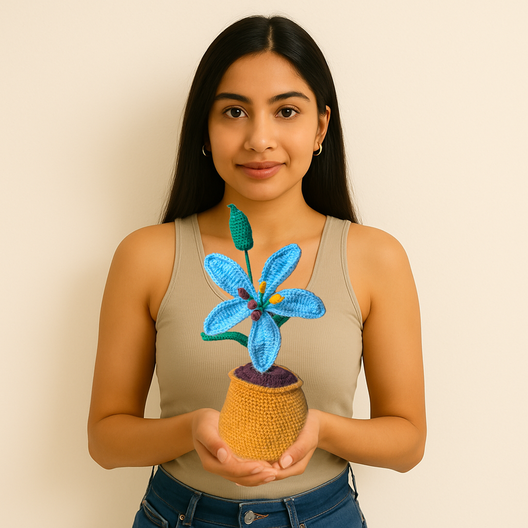 Tabletop  Blue Lily – Handmade Crochet Decor