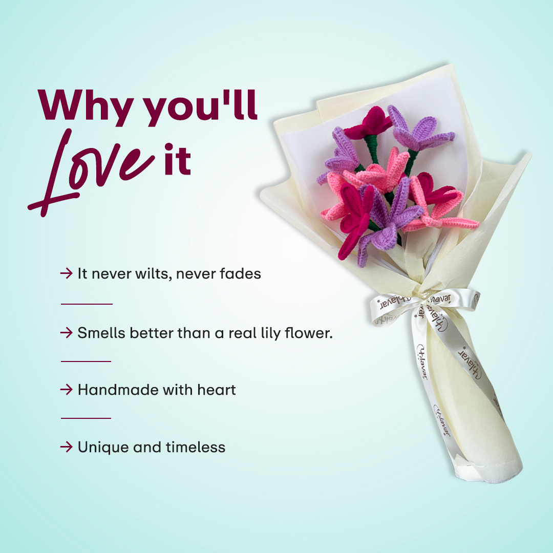 Blushing Lilies –  Handmade Crochet Bouquet