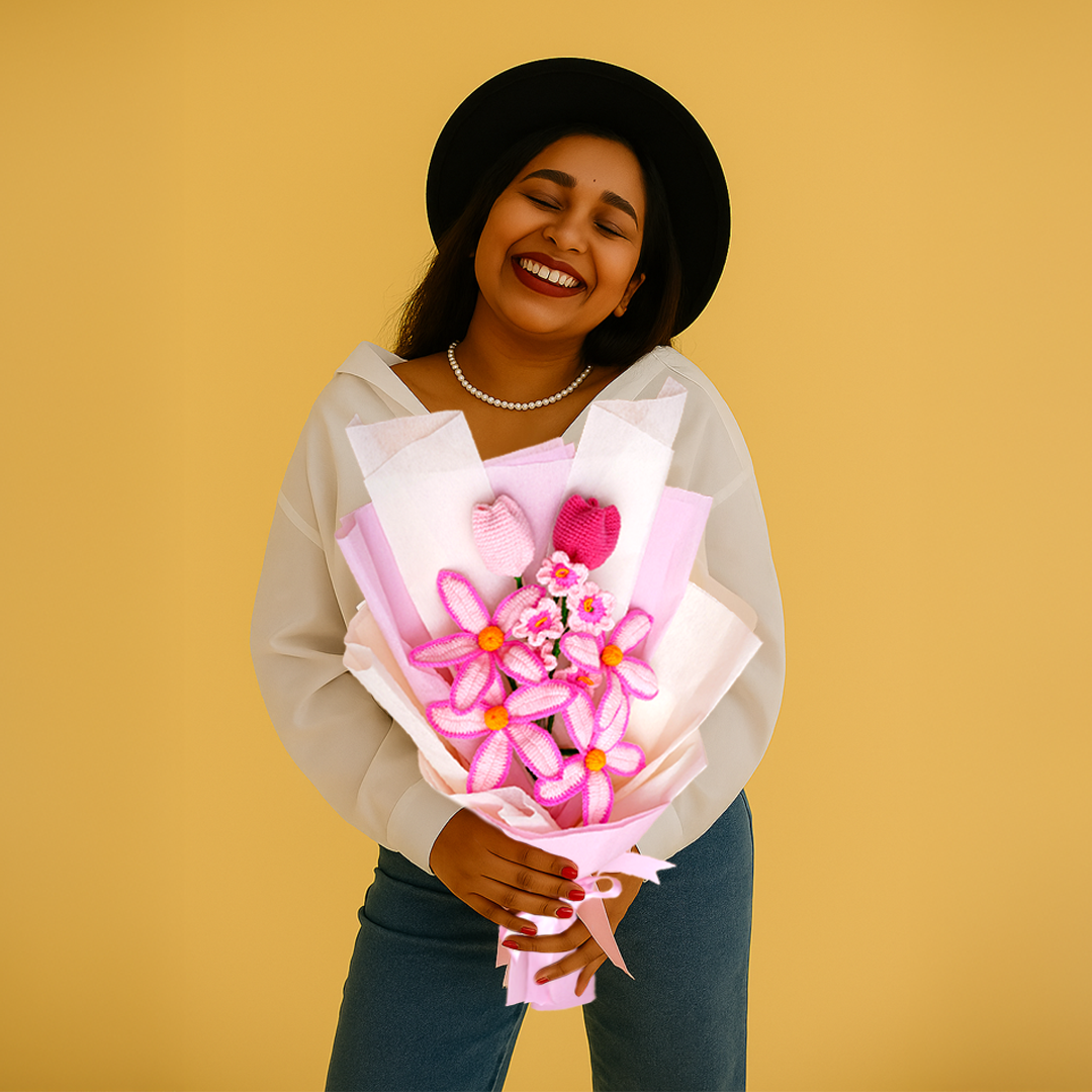 Pink Crochet Lily Bouquet