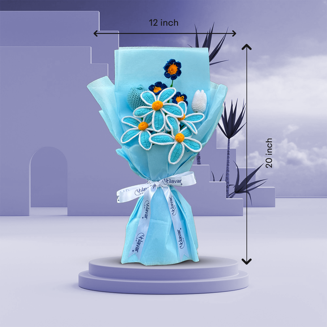 Blue Crochet Lily Bouquet