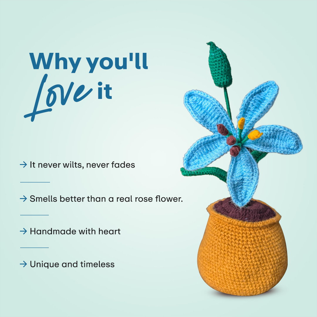 Tabletop  Blue Lily – Handmade Crochet Decor