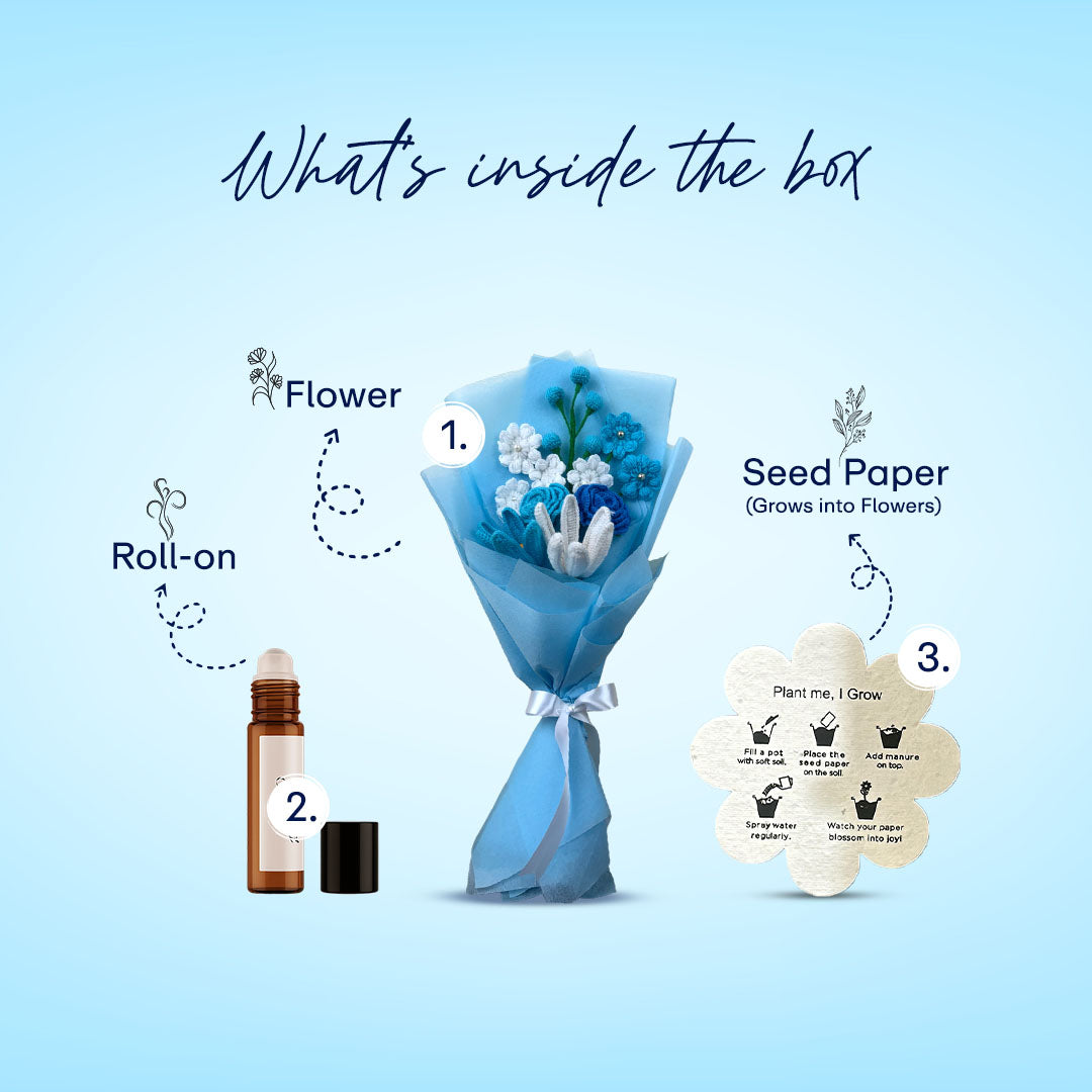 Blue Lily Crochet Bouquet