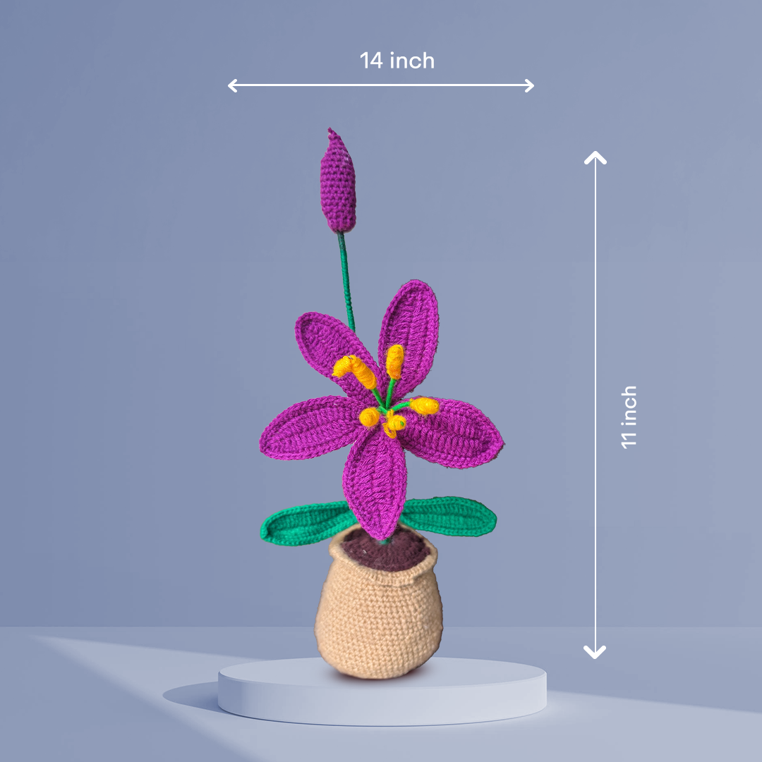 Tabletop Purple Lily – Handmade Crochet Decor