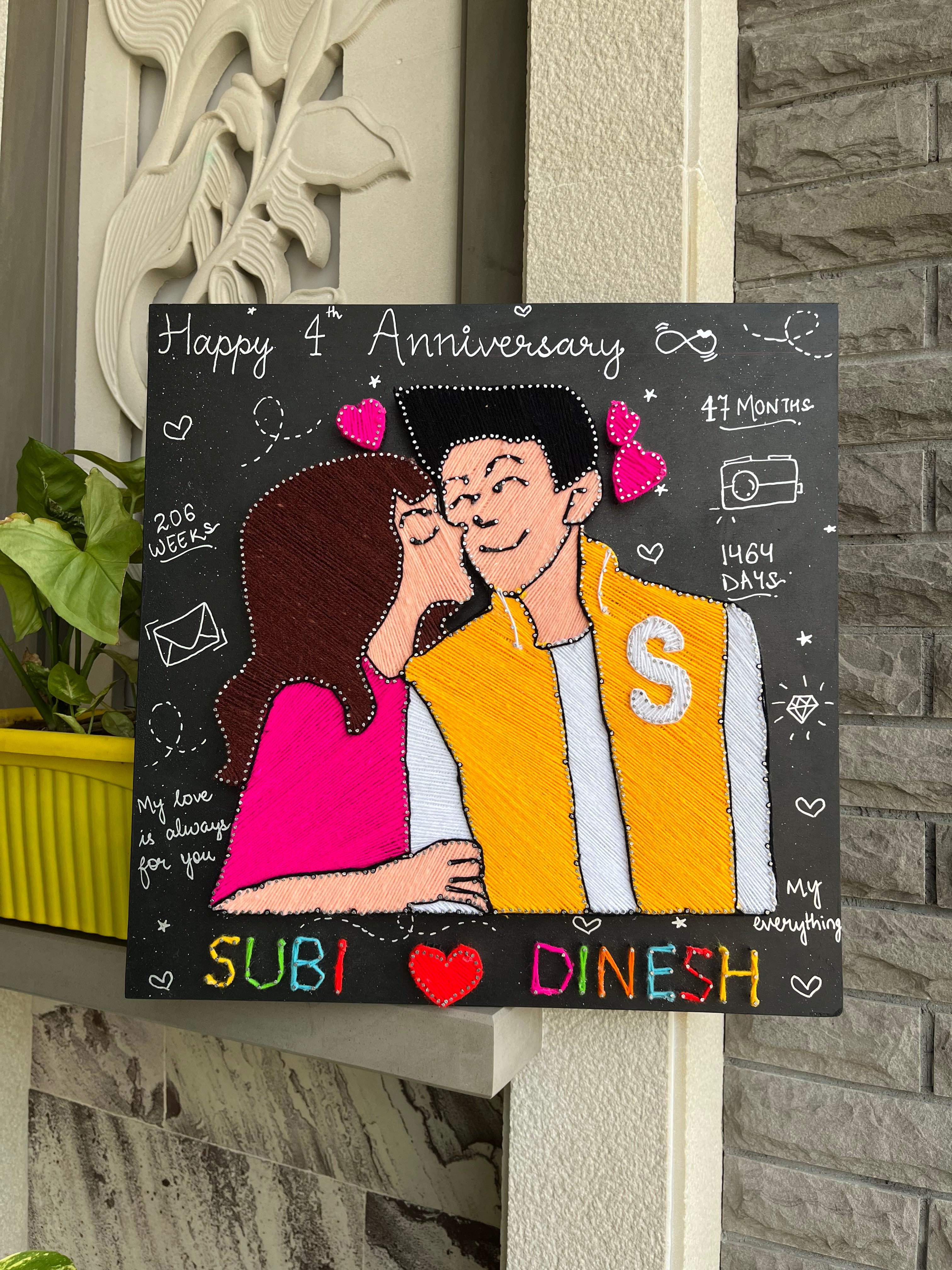 Kissing Couple String Art